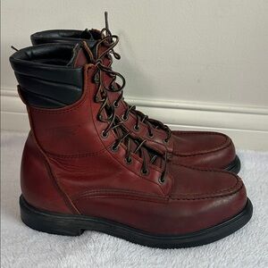 Red Wing USA Classic Supersole 402 Men 10.5 Moc Toe Red Leather Work Boot Grunge